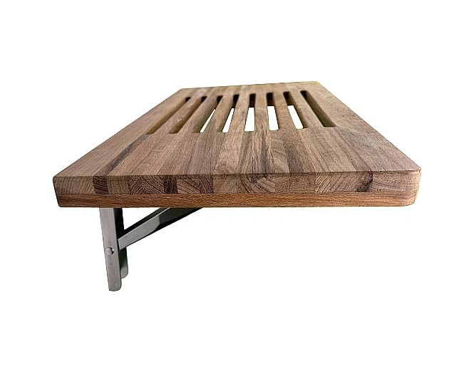 Teak Wood Wall Mounted Folding Shower Seat 24 Inch