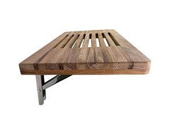 Teak Wood Wall Mounted Folding Shower Seat 24 Inch