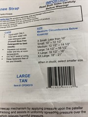 Cho-Pat Original Knee Strap Tan Large CPOKS19 New In Package