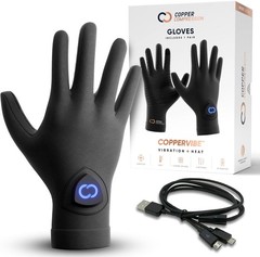 Copper Compression CopperVibe Vibration Heat Therapy Gloves Black New OPEN BOX