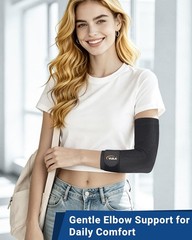 Vlela Elbow Compression Sleeve with Adjustable Strap – Tennis Medium, Black
