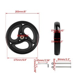 Wealrit 2 Pcs Solid 8 Inch Replacement Wheels for Wheelchairs, 8 Inch, Black