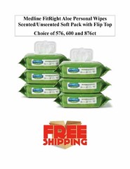 Medline FitRight Aloe Personal Wipes Scented/Unscented 576-600-816ct