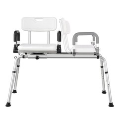 Sliding Tub Transfer Bench Adjust Height Shower Chair W/360 Degree Swivel Seat