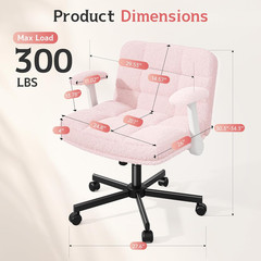 Durayloly Criss Cross Chair with Wheels and Flip-Up Arms, Adjustable Height, Ted
