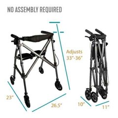 Able Life Space Saver Rollator, Lightweight Folding Mobility Rolling Walker