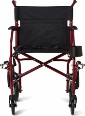 Medline MDS808200F3R 19in. Ultralight Transport Wheelchair – Red