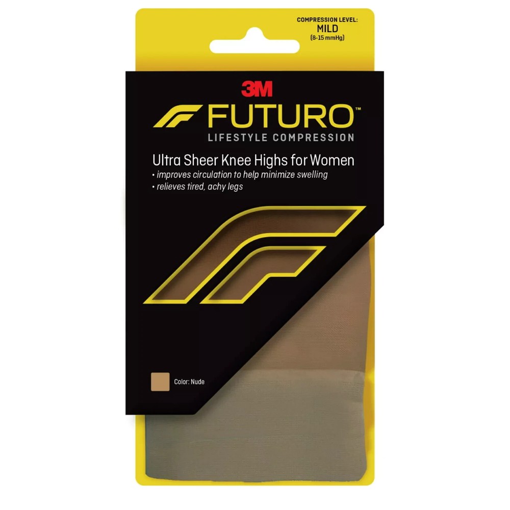 Futuro Ultra Sheer Knee High Beyond Support Mild Compression Medium Size 1 Pair