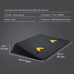 4″ Rise Upgraded Rubber Threshold Ramp with 1 Channel,33069 lbs Load Capacity