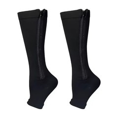 Nylon Zipper Compression Socks Support Graduated Stockings Mens Womens 20-30mmHg