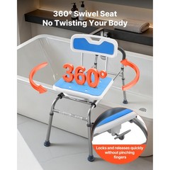 Uimoso Sliding Shower Chair with Swivel Seat & Backrest, 400lbs Capacity