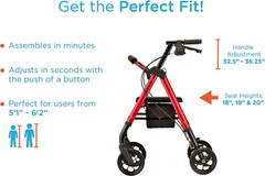 NOVA Star HVY Duty Bariatric Rollator Walker w/Wide Padded Seat – OPEN BOX BLUE