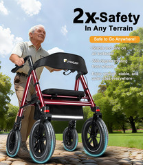 Heavy Duty Bariatric Rollator Walker w/Seat 450LB All Terrain Foldable 12″