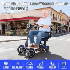 Foldable Scooter 4 Wheel Mobility 15.6Ah Folding Drive Device for Seniors Adults
