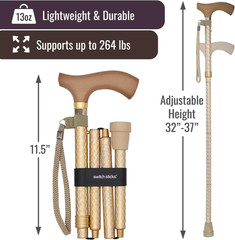 Folding Walking Cane for Women Men Adjustable Lightweight Support Stylish