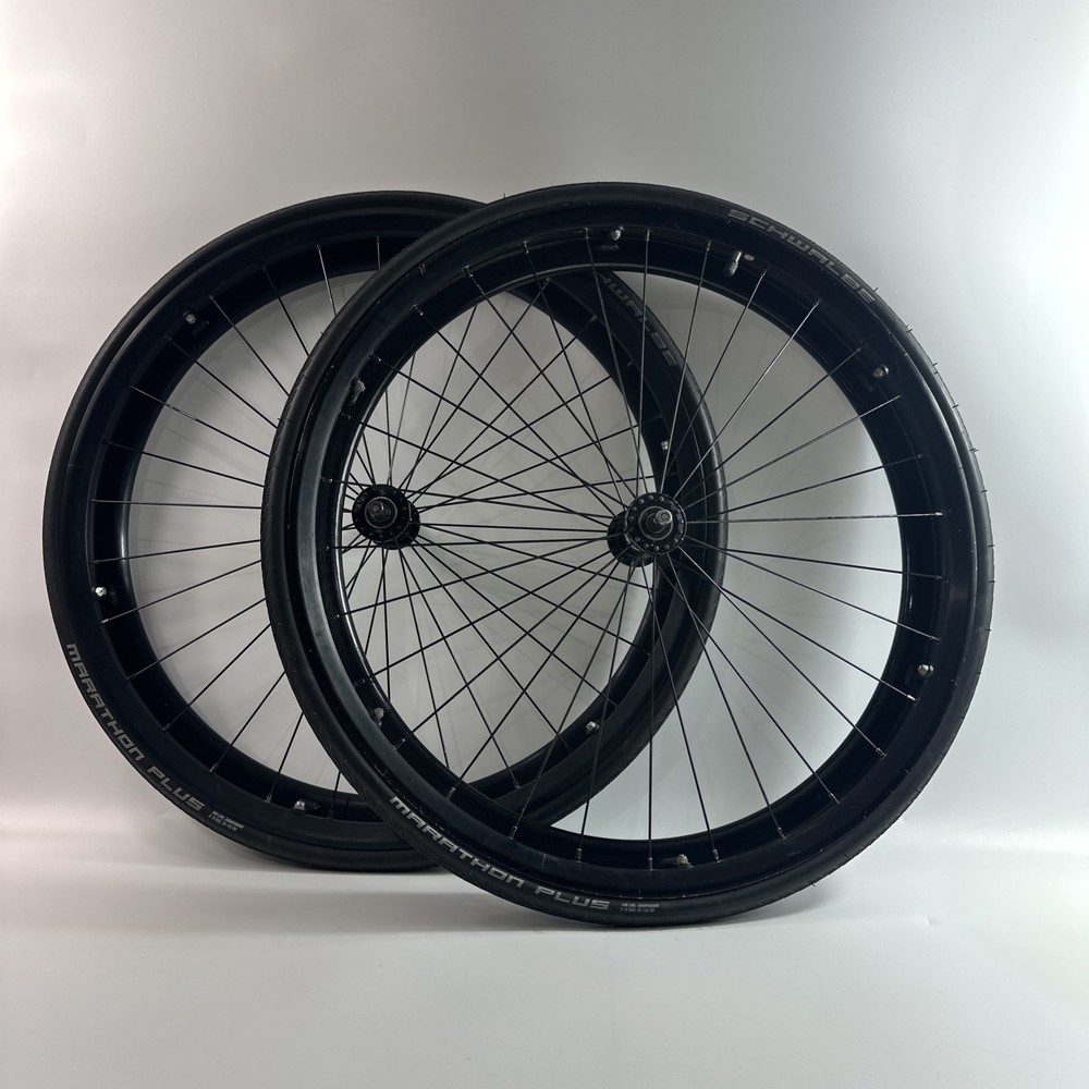 Pair 24″ Wheelchair Wheels Schwalbe Marathon Plus Tires & Natural-Fit Handrims