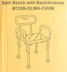 Vaunn Medical Bath Bench with Back / Armrest – Model: M725N-DLWH-CHVM