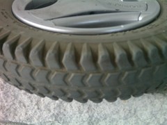 3.00-8 Gray Permobile Grey Tire on a Silver 3 Spoke Rim #5459