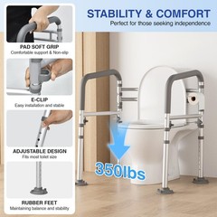 Loyoda Foldable Toilet Safety Rails for Seniors – Adjustable Toilet Safety Fr…