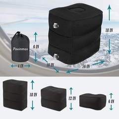 Povinmos Inflatable Foot Rest Pillow for Travel, 7.5*5.5 Inch, Black
