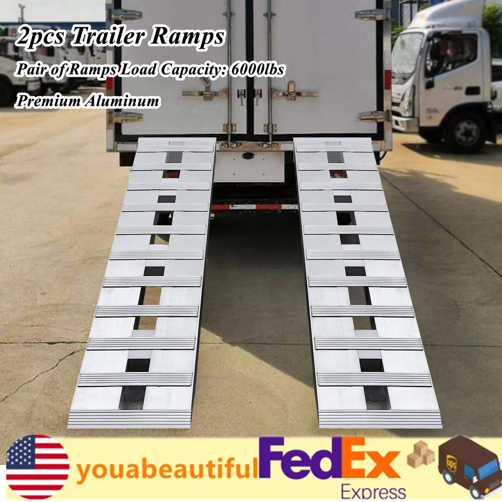 Truck Car Auto Trailer Ramps Universal Hook Aluminum Loading Ramps 2.72t/6000lbs