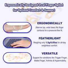10Pcs Oval Finger Splints & Sleeves Kit, 6 Graduated Size 4,5,6,7,8,9, Nude