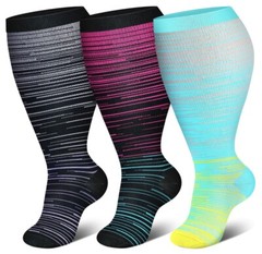 3/4/5 Pairs Plus Size Compression Socks Extra Wide Calf Knee High Support Socks