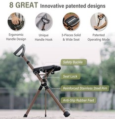 Large STEP2GOLD Ta-Da Chair Series 2 PRO MAX – Walking Cane w Seat Up To 400 Lbs