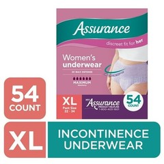 Assurance Womens Incontinence Postpartum Underwear XL 54 Count