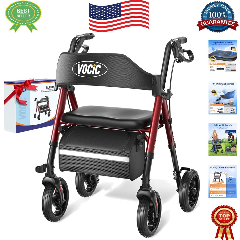 Lightweight Z21 Rollator Walker with 8“ All-Terrain Wheels and Comfortable Seat