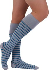 Rejuva Stripe Pattern 15-20 mmHg Compression Socks (Size: XL) Gray/Teal
