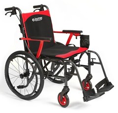 Red Ultra Lightweight Wheelchair 14 lbs Journey So Lite C2 250 lb Capacity