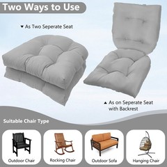 2Pcs Outdoor Chair Cushions Water Repellent Patio Furniture Seat Pad U-Shaped