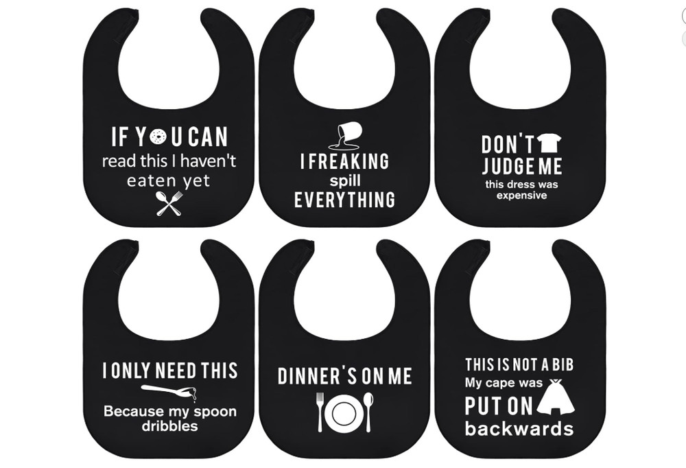 6 Pcs Funny Adult Bibs for about 23.6 x 18.1 inches, As Shown in Pictures