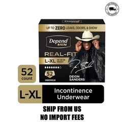 Depend Real Fit Incontinence Underwear for Men, Adult Diapers, L/XL, Black, 52 C