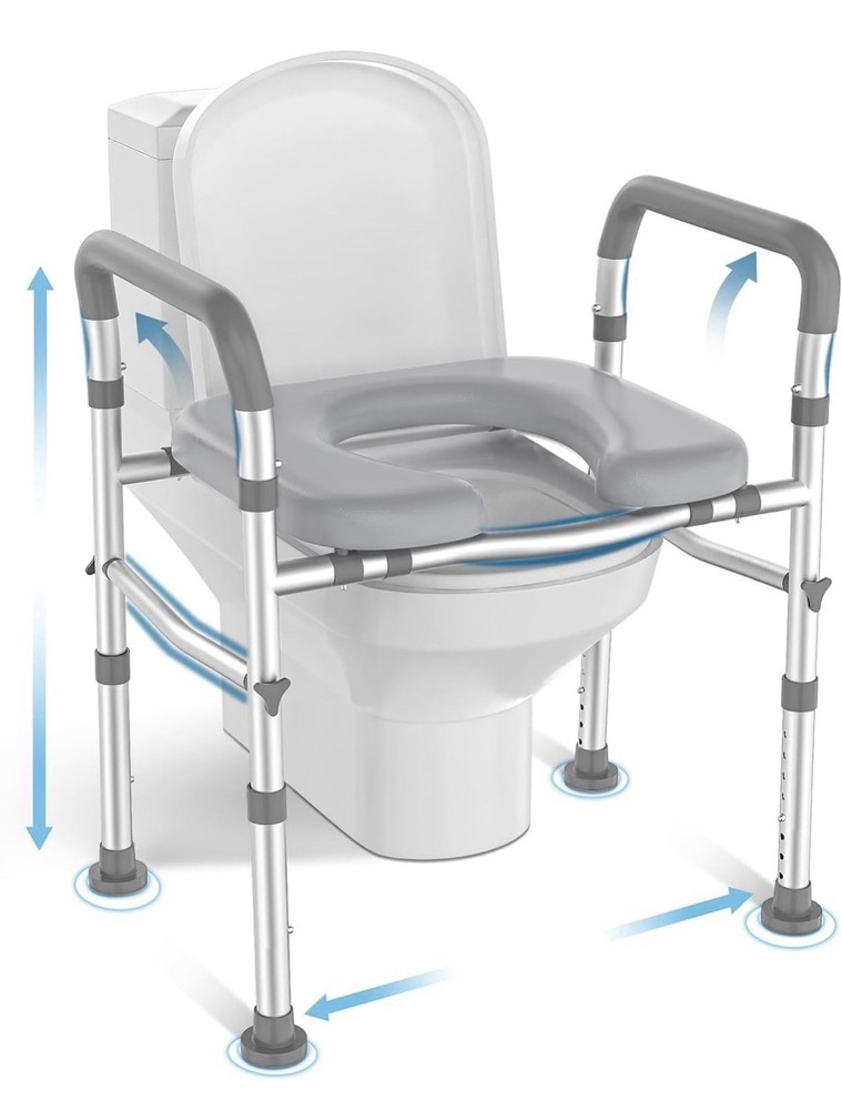 Raised Toilet Seat w/ Handles Adjustable Heavy Duty 400 lb New