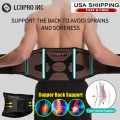 Copper Lumbar Waist Support Brace Belt Lower Back Pain Relief for Men Women