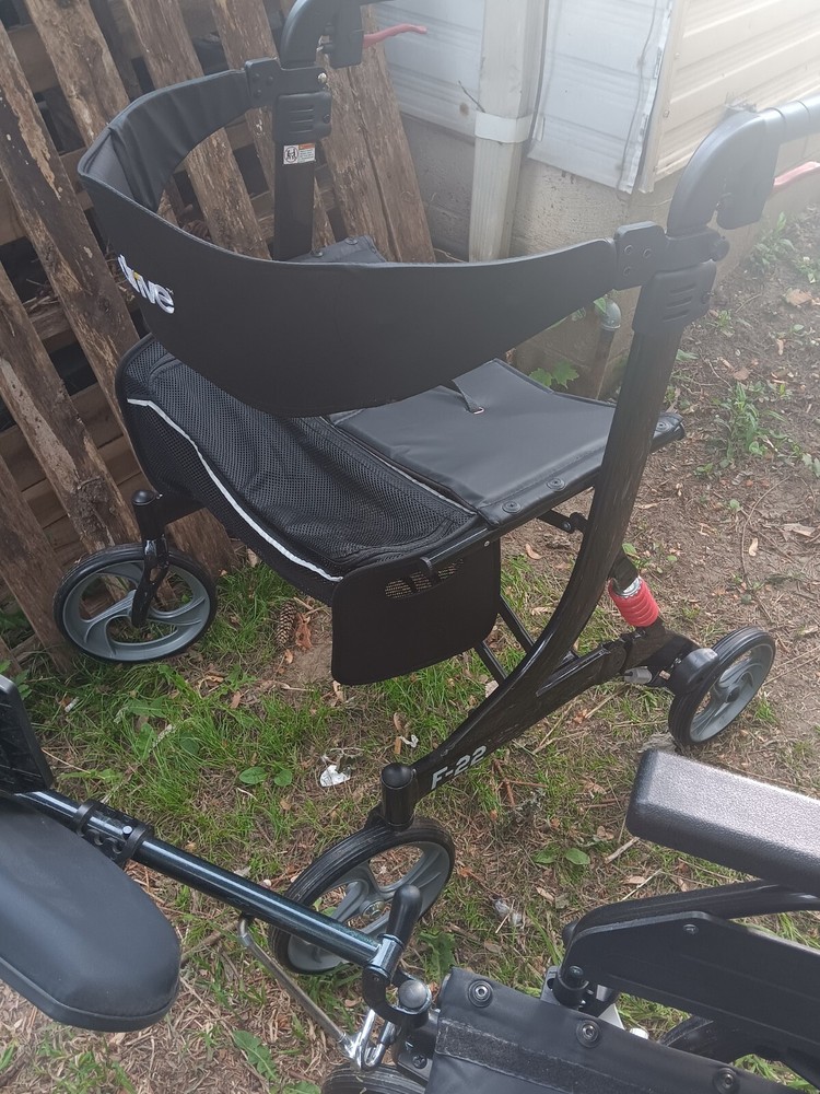 Drive F-22 HD Black Rollator Walker with Seat and Storage