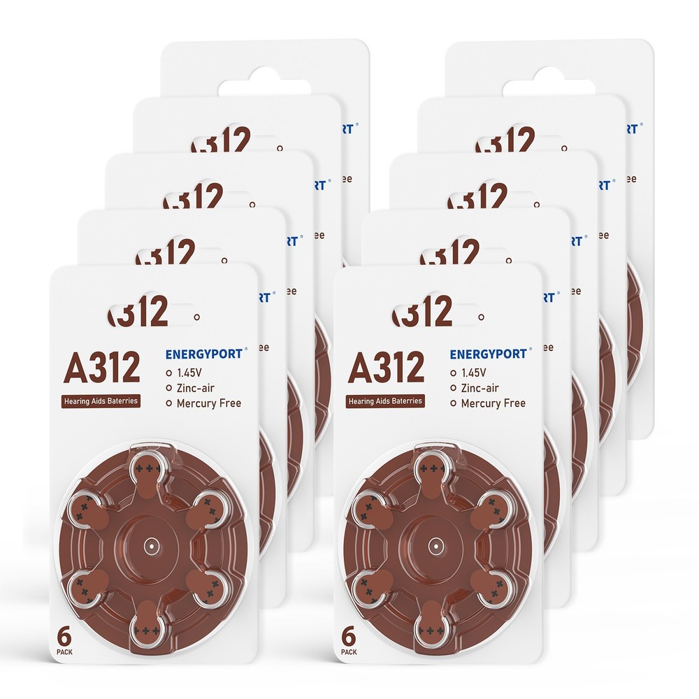 Lot Size 312 1.45V Hearing Aid Batteries1.45V Zinc air A312 PR41 Mercury free