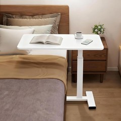 Pneumatic Overbed Table Adjustable C-Shaped Hidden Wheels White 15.8×31.5