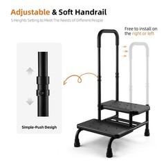 Step Stool with Handle, Non Slip Platform and Adjustable Handrail, Two Step S…