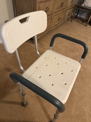 Guardian Folding Shower Chair Backrest Padded Arms Non-Slip Adjustable 16-21″