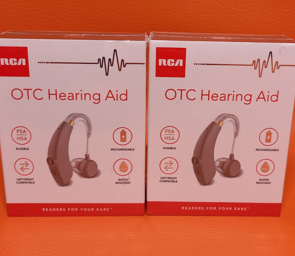 RCA OTC Hearing Aid iP22 Water Resistant Rechargeable Color Gray Right And Left