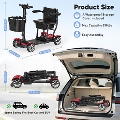 Foldable 4-Wheel All-Terrain Electric Mobility Scooter for Adult,Airline Approve
