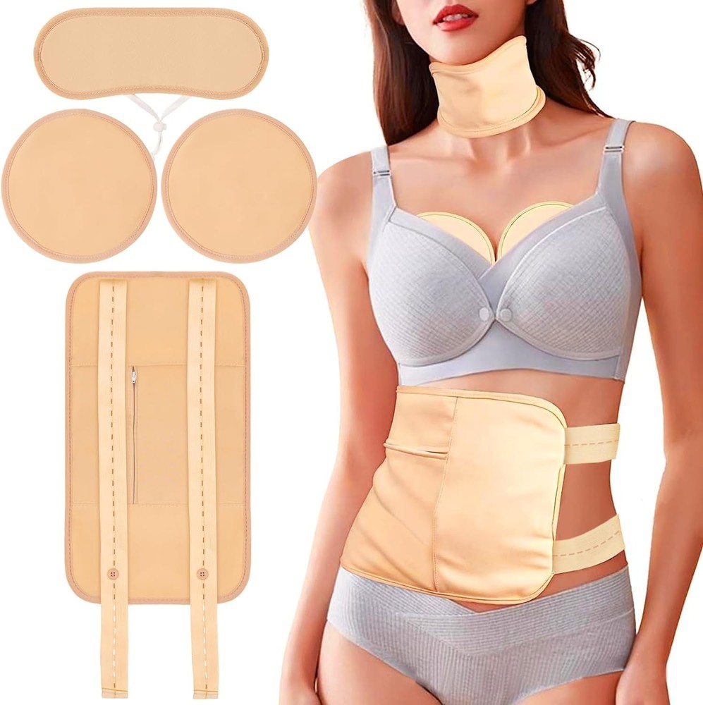 4 Pcs Castor Oil Pack Wrap Organic Cotton for Liver Detox, Stomach, Belly, Neck,