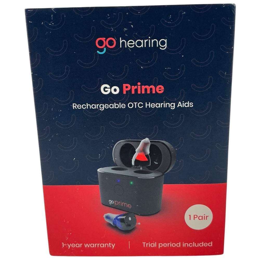 Go Hearing Go Prime Rechargeable OTC Hearing Aids Pair w/ Charging Case NEW
