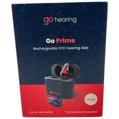 Go Hearing Go Prime Rechargeable OTC Hearing Aids Pair w/ Charging Case NEW