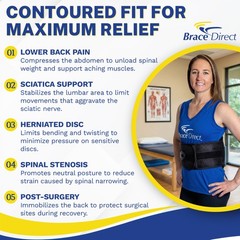 Contoured Back Brace- Lower Back Support for Pain, Sprains & Spinal Stenosis