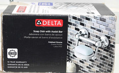 New Delta Soap Dish with Assist Bar Polished Chrome Supports up to 300 lbs.