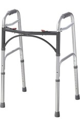 Folding Walker with 5″ Wheels 10200-1 Deluxe 2-Button Drive Medical – Silver